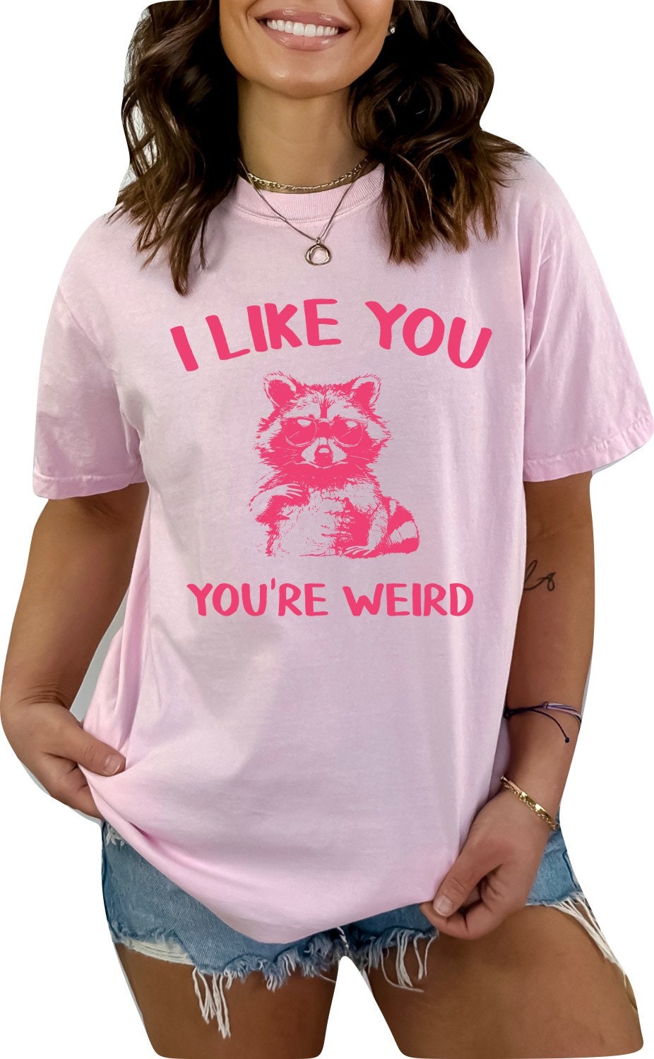 I Like You You're Weird Shirt Funny Raccoon TShirt Sarcastic T-Shirt Funny Retro Shirt Raccoon Shirt, Funny Meme Shirt Raccoon Shirt