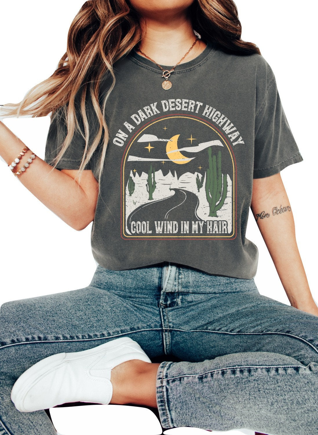 On A Dark Desert Highway Shirt Travel T-Shirt Adventure Shirt Hiking Shirt Desert T-Shirt Camping Shirt Explorer Shirt Mountain Lover Shirt