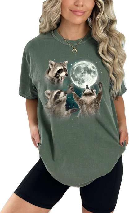 Raccoon Shirt Three Raccoons Howling at the Moon Shirt Graphic Shirt Women Shirt Comfort Color Shirt Raccoon Lover Shirt Raccoon Moon Shirt