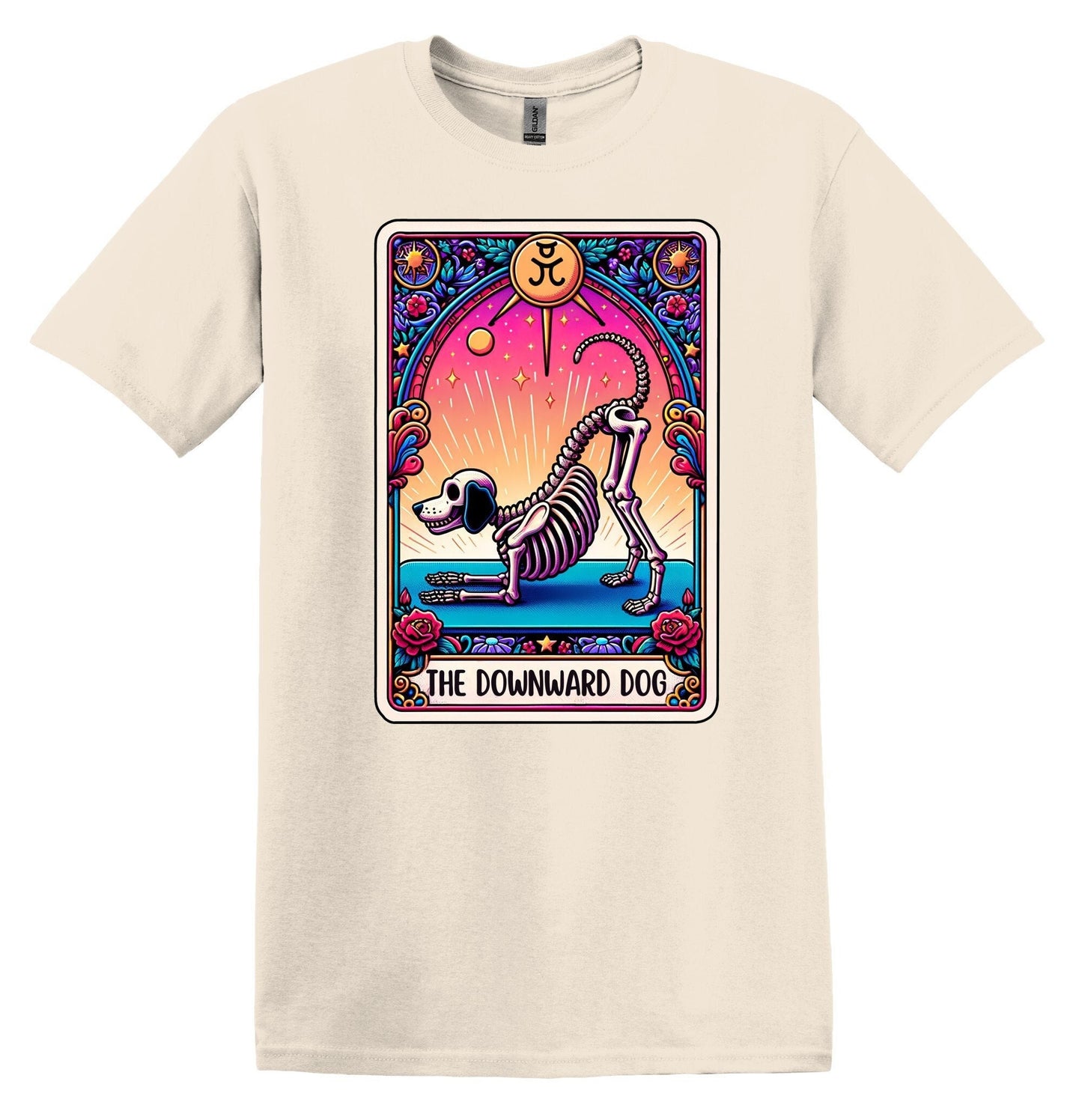 The Downward Dog Tarot Card Shirt Funny Dog T-Shirt Yoga TShirt Yoga Pose Shirt Joke Shirt Oversized Tarot Card T-Shirt Gift for Her Vintage