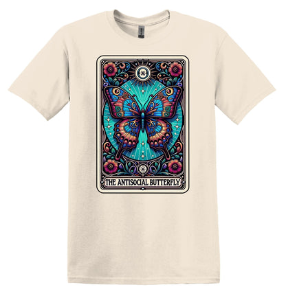 The Antisocial Butterfly Shirt Funny Gift Unisex Shirt Gift for Her Retro Tshirt Vintage Graphic Shirt Joke Shirt Funny Tarot Card Shirt