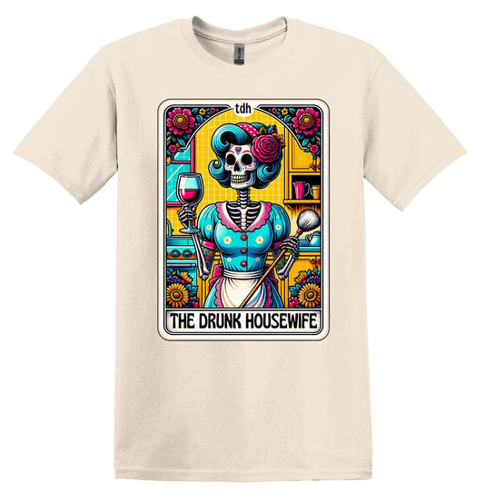 The Drunk Housewife Shirt Funny Gift Unisex Shirt Gift for Her Retro Tshirt Vintage Graphic Shirt Joke shirt TShirt Funny Tarot Card Shirt