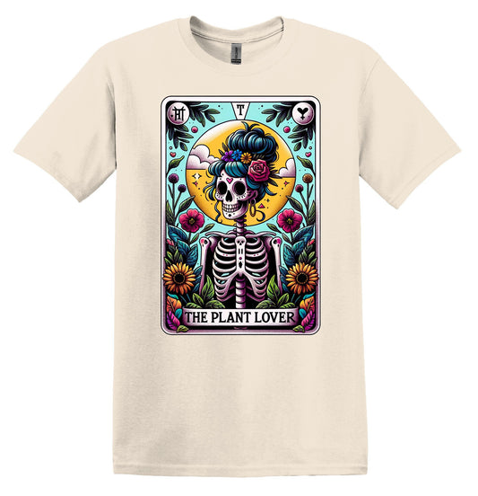 The Plant Lover Skeleton Shirt Funny Gift Unisex Shirt Gift for Her Retro Tshirt Vintage Graphic Shirt Joke T-Shirt Funny Tarot Card Shirt