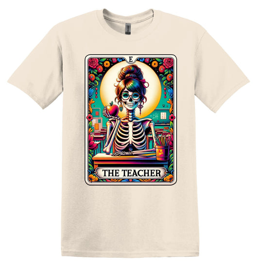 The Teacher Skeleton Shirt Funny Gift Unisex Shirt Gift for Her Retro Tshirt Vintage Graphic Shirt Joke T-Shirt Funny Tarot Card Shirt