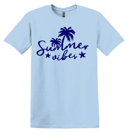 Summer Vibes Palm Tree Cute Summer Shirt Trendy Summer Tshirt Funny Adult TShirt Vintage Funny TShirt Nostalgia Shirt Relaxed Cotton Tee