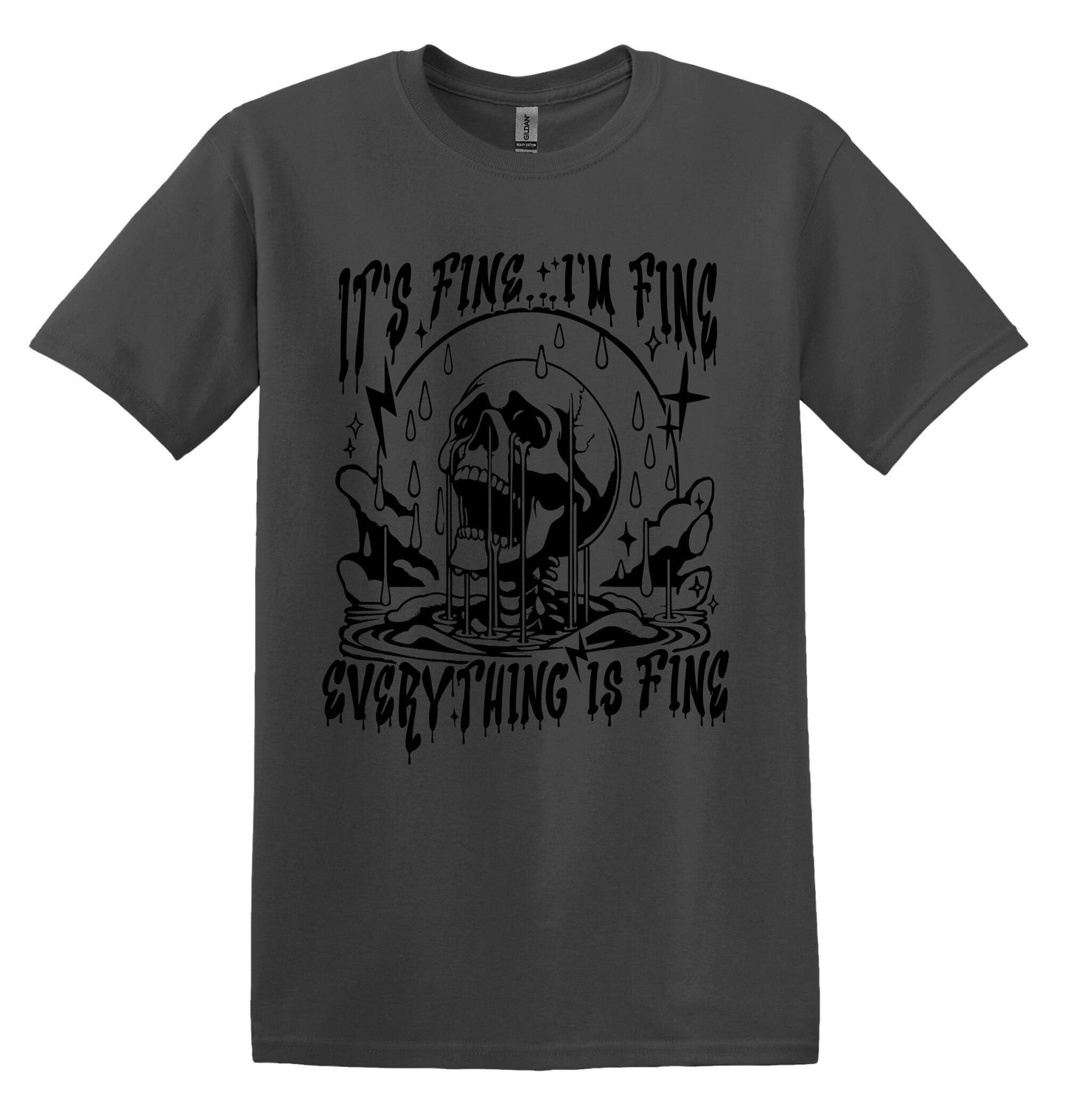 It's Fine I'm Fine Everything is Fine T-shirt Graphic Shirt Funny Adult TShirt Vintage Funny TShirt Nostalgia T-Shirt Relaxed Cotton T-Shirt