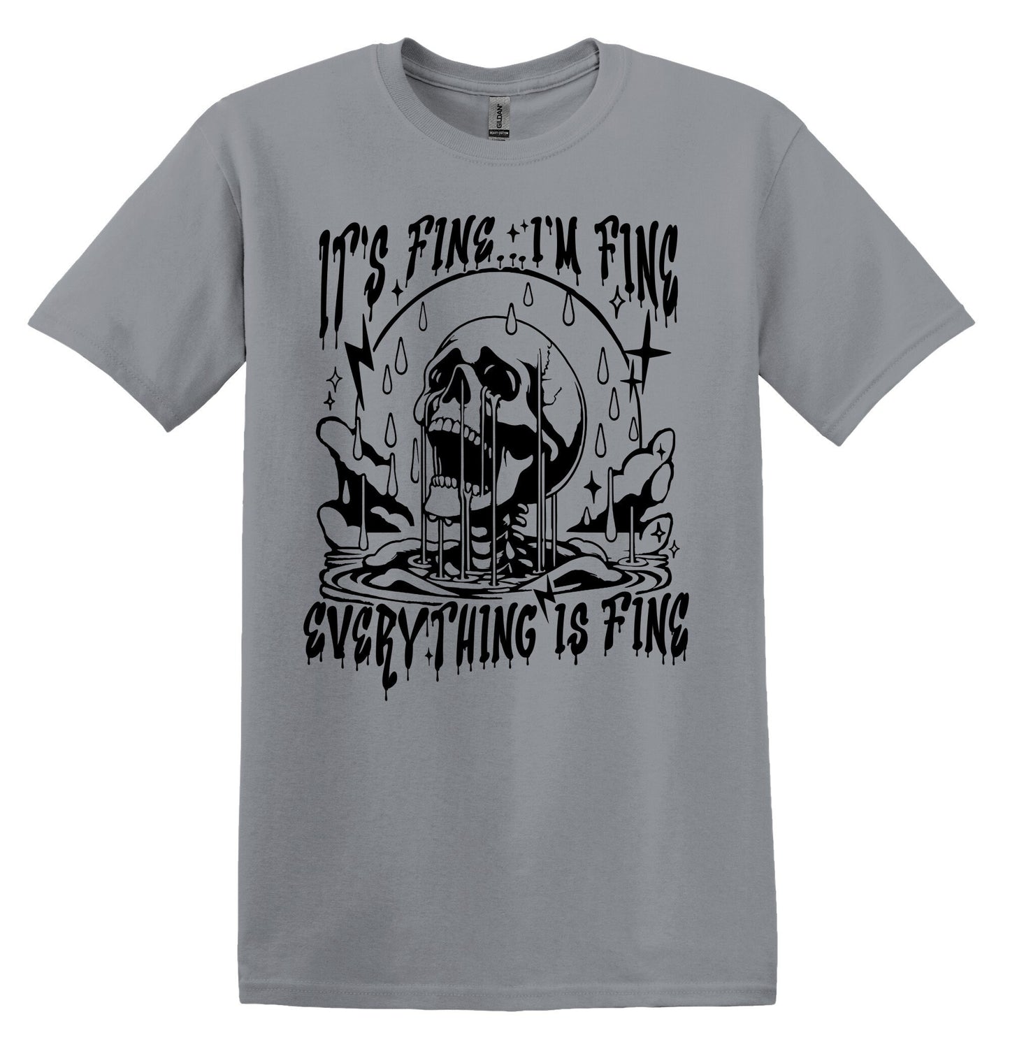 It's Fine I'm Fine Everything is Fine T-shirt Graphic Shirt Funny Adult TShirt Vintage Funny TShirt Nostalgia T-Shirt Relaxed Cotton T-Shirt