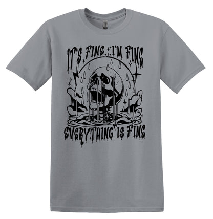 It's Fine I'm Fine Everything is Fine T-shirt Graphic Shirt Funny Adult TShirt Vintage Funny TShirt Nostalgia T-Shirt Relaxed Cotton T-Shirt