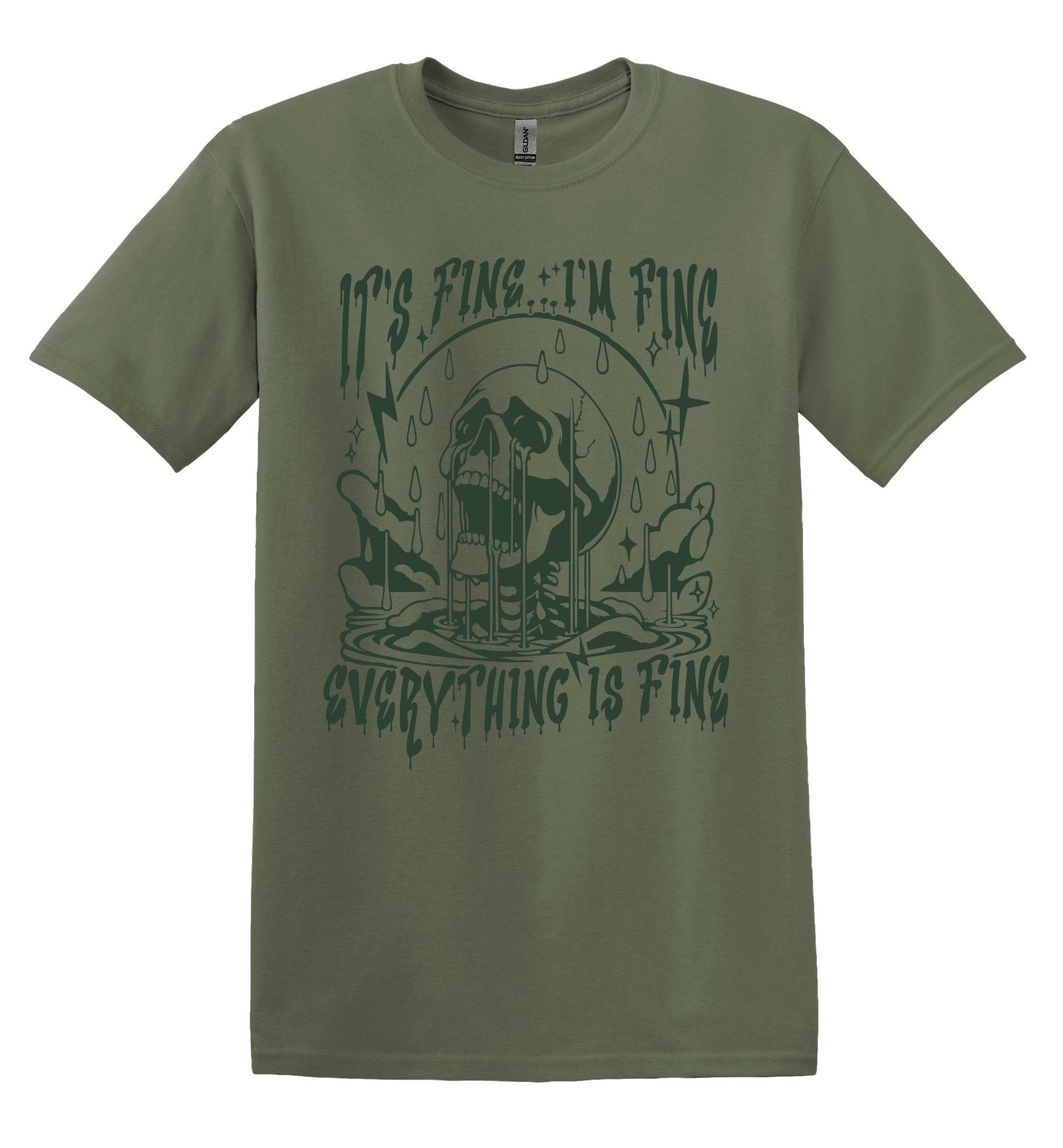 It's Fine I'm Fine Everything is Fine T-shirt Graphic Shirt Funny Adult TShirt Vintage Funny TShirt Nostalgia T-Shirt Relaxed Cotton T-Shirt