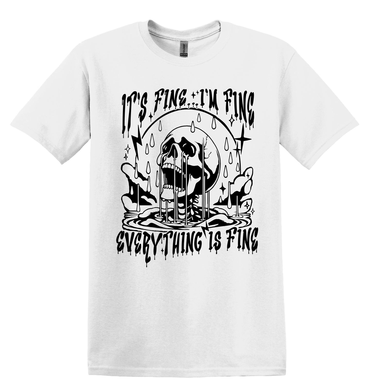 It's Fine I'm Fine Everything is Fine T-shirt Graphic Shirt Funny Adult TShirt Vintage Funny TShirt Nostalgia T-Shirt Relaxed Cotton T-Shirt