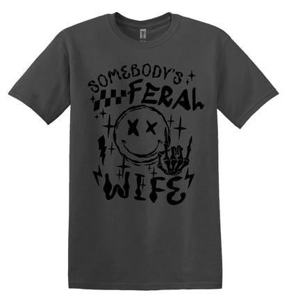 Somebody's Feral Wife Shirt Funny Adult TShirt Graphic Shirt Funny Adult TShirt Vintage Funny TShirt Nostalgia T-Shirt Relaxed Cotton Shirt