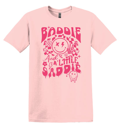 Baddie and a Little Saddie T-shirt Graphic Shirt Funny Adult TShirt Vintage Funny TShirt Nostalgia T-Shirt Relaxed Cotton Tee T-Shirt