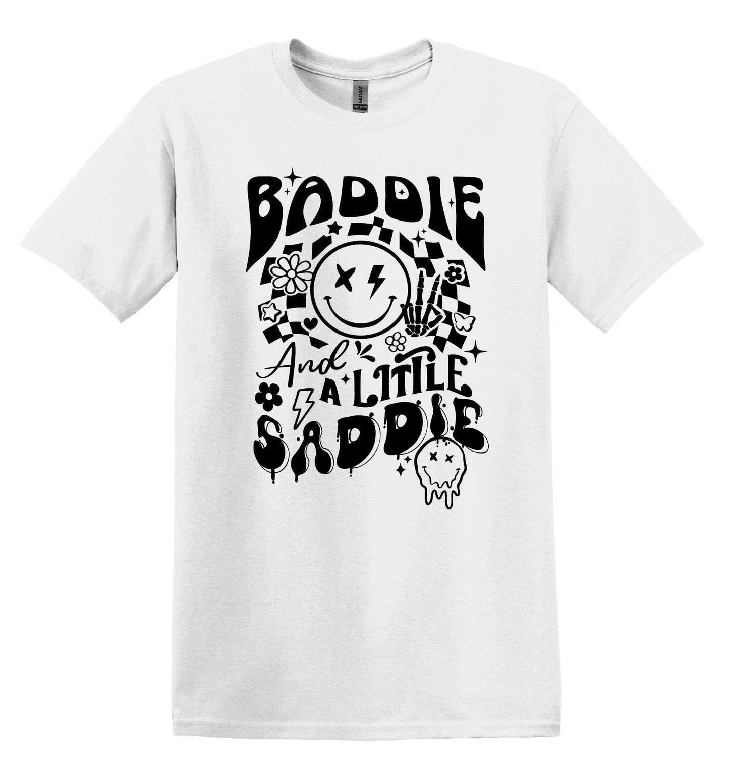 Baddie and a Little Saddie T-shirt Graphic Shirt Funny Adult TShirt Vintage Funny TShirt Nostalgia T-Shirt Relaxed Cotton Tee T-Shirt