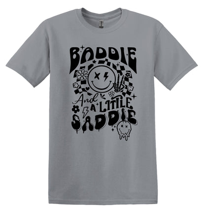 Baddie and a Little Saddie T-shirt Graphic Shirt Funny Adult TShirt Vintage Funny TShirt Nostalgia T-Shirt Relaxed Cotton Tee T-Shirt