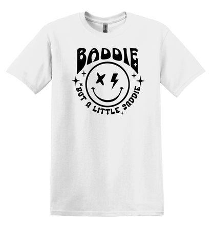 Baddie but a Little Saddie T-shirt Graphic Shirt Funny Adult TShirt Vintage Funny TShirt Nostalgia T-Shirt Relaxed Cotton Tee T-Shirt