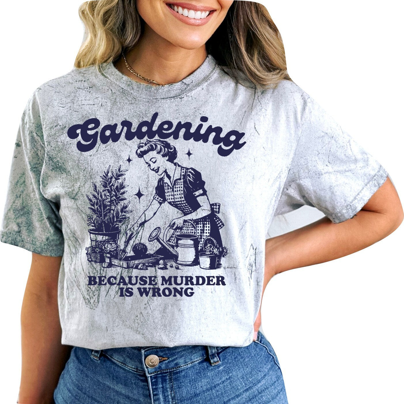 Gardening Because Murder Is Wrong Shirt Funny Gardening Sweatshirt, Gardening TShirt Gift for Plant Lover Gardeners Gift For Mom Plants