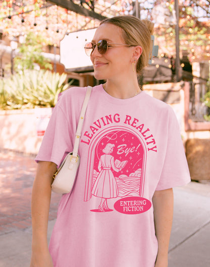 Leaving Reality Entering Fiction Bye Shirt Book shirt Book Lover TShirt women Reading Shirts Book Club Shirt book shirt Book gift