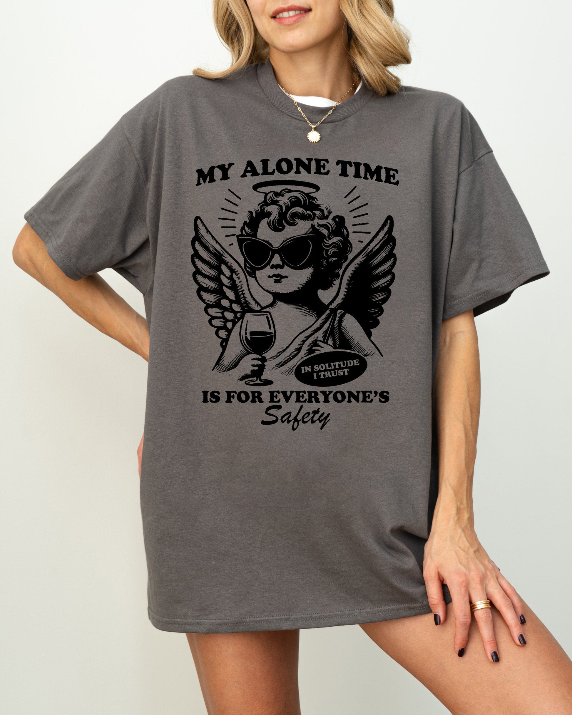 My Alone Time is for Everyone's Saftey T-shirt Graphic Shirt Funny Adult TShirt Vintage Funny TShirt Nostalgia T-Shirt Relaxed Cotton Tee