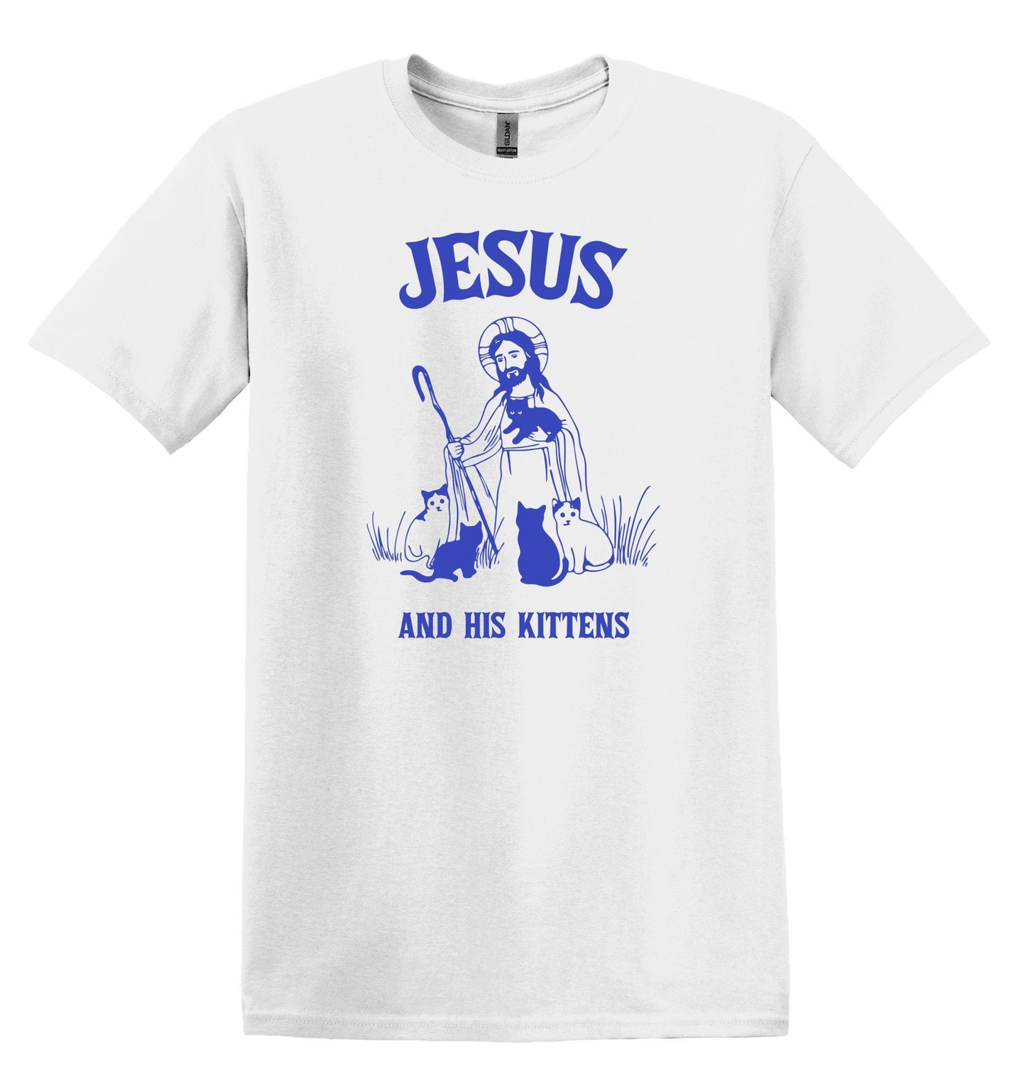 Jesus and His Kittens Shirt Graphic Shirt Funny Shirt Vintage Funny TShirt Nostalgia T-Shirt Relaxed Cotton Shirt