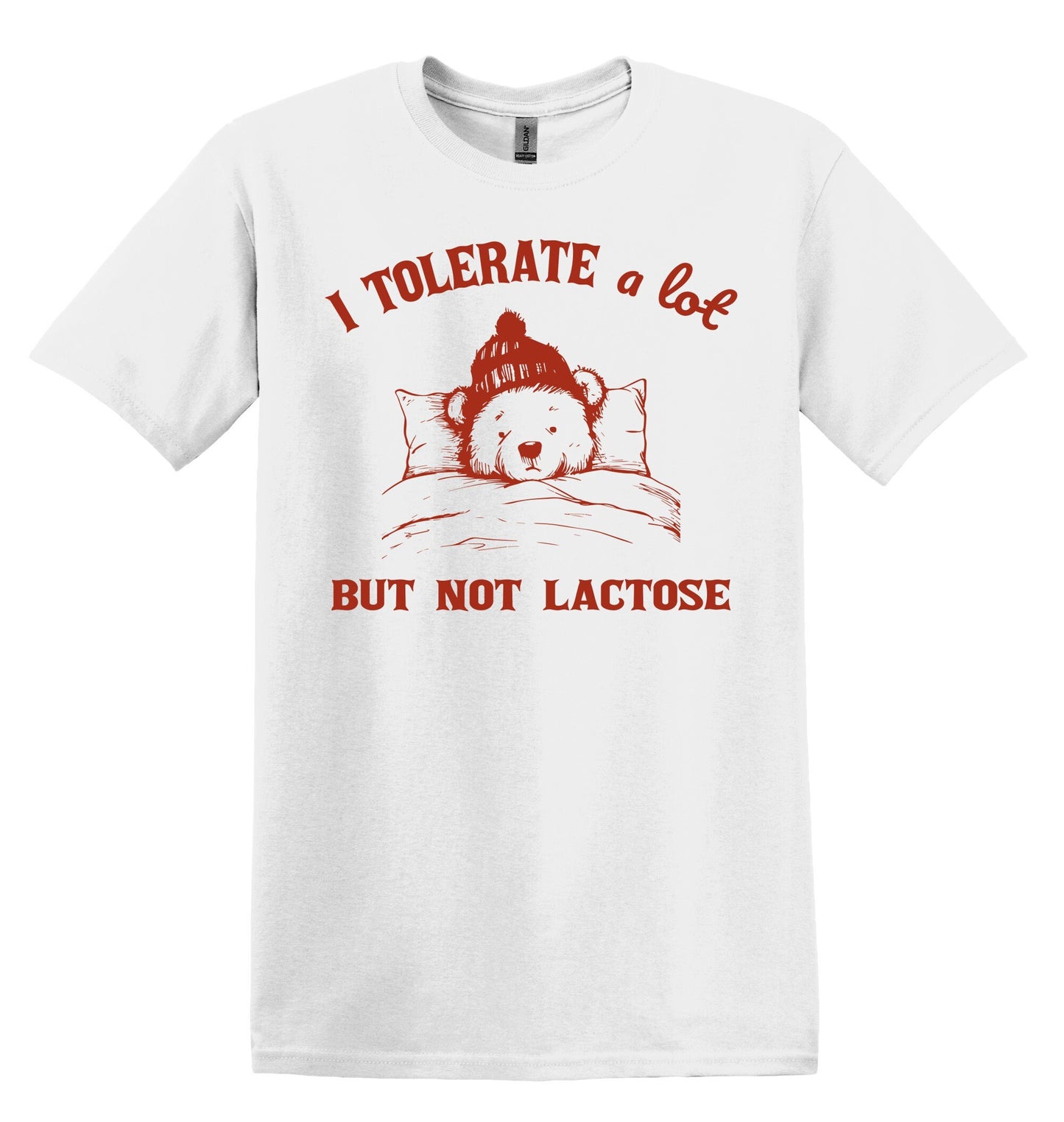 I Tolerate a lot But Not Lactose Bear Shirt Graphic Shirt Funny Vintage Adult Funny Shirt Nostalgia Shirt Cotton Shirt Minimalist Shirt