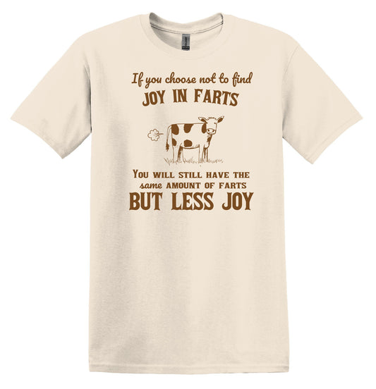 Joy in Farts Cow Shirt Graphic Shirt Funny Shirt Vintage Funny TShirt Nostalgia T-Shirt Relaxed Cotton Shirt Minimalist Shirt Gag Shirt