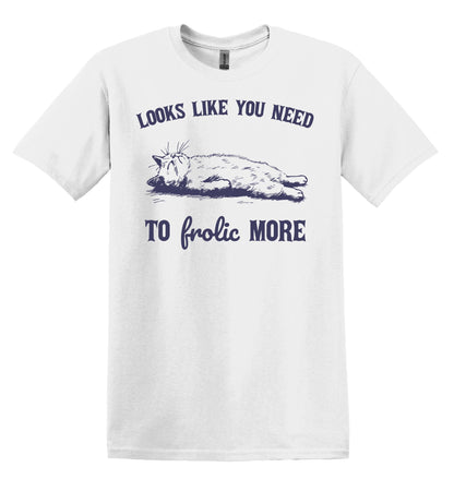 Look Like You Need to Frolic More Cat Shirt Graphic Shirt Funny Vintage Shirt Nostalgia Shirt Minimalist Gag Shirt Meme T-Shirt Gag Gift