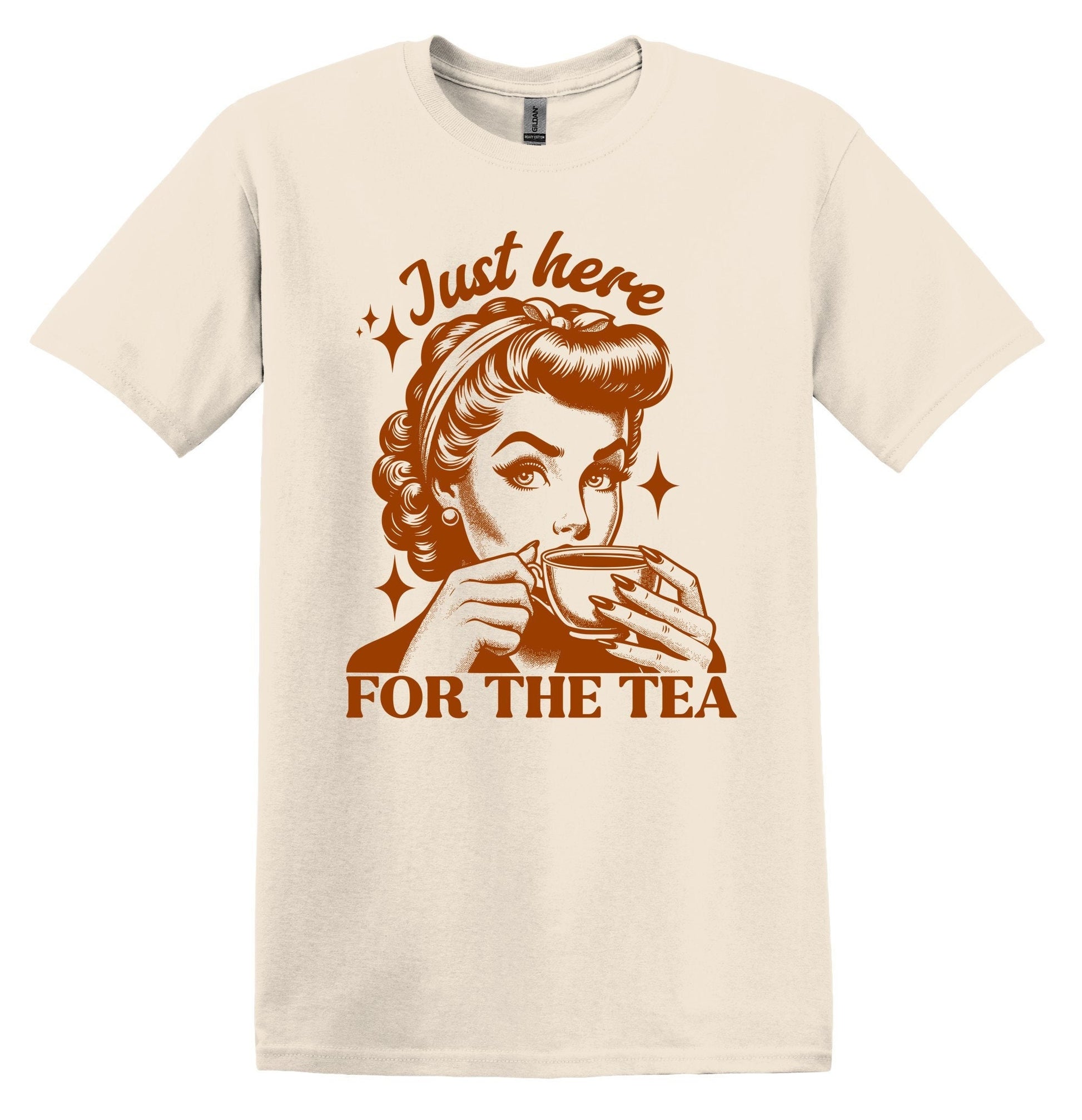 Just Here for the Tea Shirt Graphic Shirt Retro Adult Shirt Vintage Shirt Nostalgia Relaxed Cotton Tee Meme Shirt Trendy Shirt Funny Gift