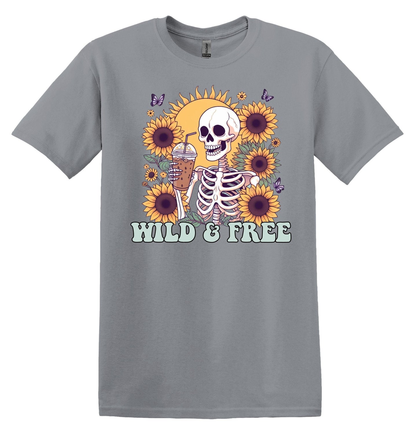 Wild and Free Skeleton Shirt Gift Unisex Shirt Gift for Her Retro Tshirt Vintage Graphic Shirt Joke shirt TShirt Funny Shirt