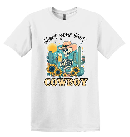 Shoot Your Shot Cowboy Shirt Funny Gift Unisex Shirt Gift for Her Retro Tshirt Vintage Graphic TShirt Funny Shirt