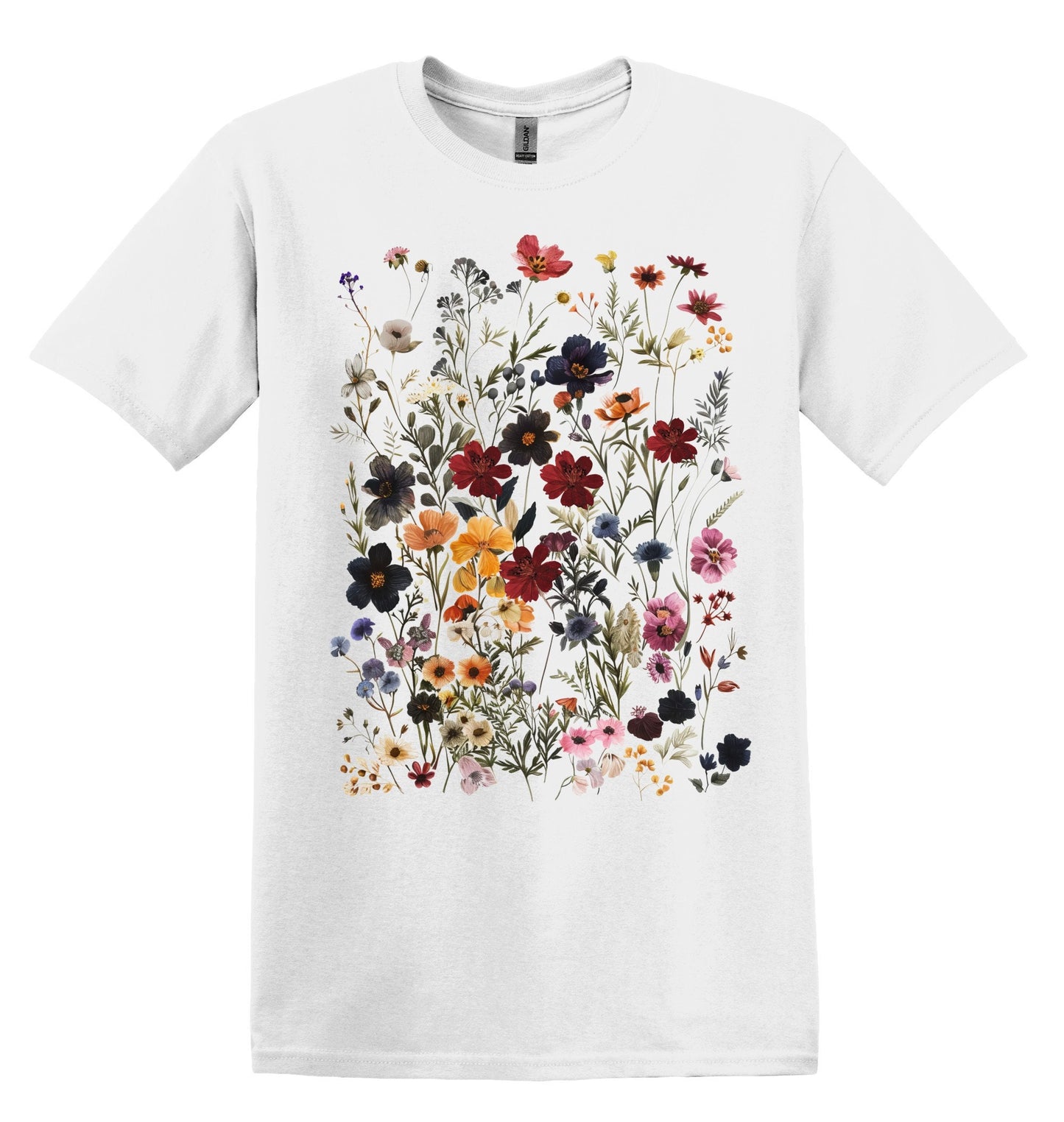 Vintage Pressed Wildflowers Tshirt Flower Shirt Garden Lover Shirt Flower Lover Shirt Wild Flowers Shirt Floral Tshirt Boho Floral Shirt