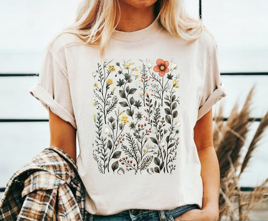 Wildflowers Tshirt Flower Shirt Garden Lover Shirt Flower Lover Shirt Wild Flowers Shirt Floral Tshirt Boho Floral Shirt Witchy Floral