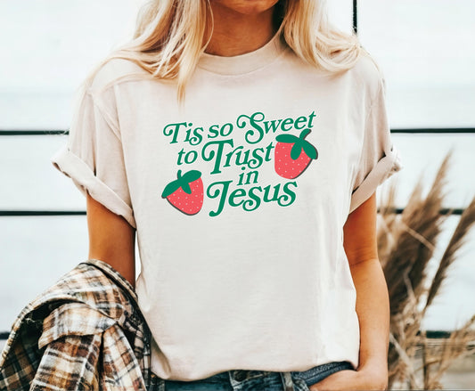 Christian Shirts Boho Christian Shirt Religious Tshirt Christian T Shirts Bible Verse Shirt Tis so Sweet to Trust in Jesus Shirt