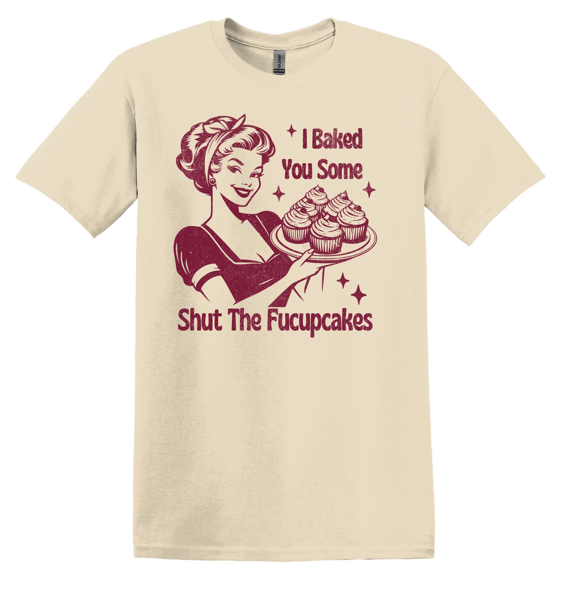 I Baked You Some Shut the Fucupcakes Red Graphic Shirt Retro Adult T-Shirt Vintage Baking T-Shirt Nostalgia T-Shirt Relaxed Cotton Tees