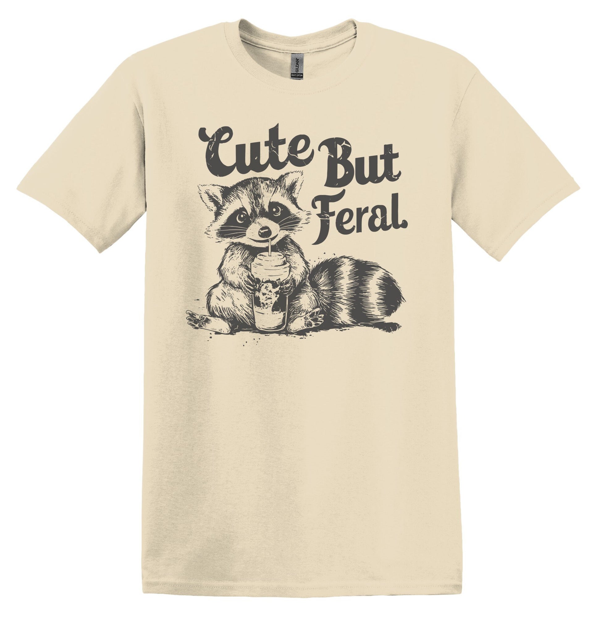 Cute But Feral Grey Raccoon Shirt Graphic Shirt Retro Adult Shirt Vintage T-Shirt Cotton Tee Meme Shirt Trendy T-Shirt Funny Gift