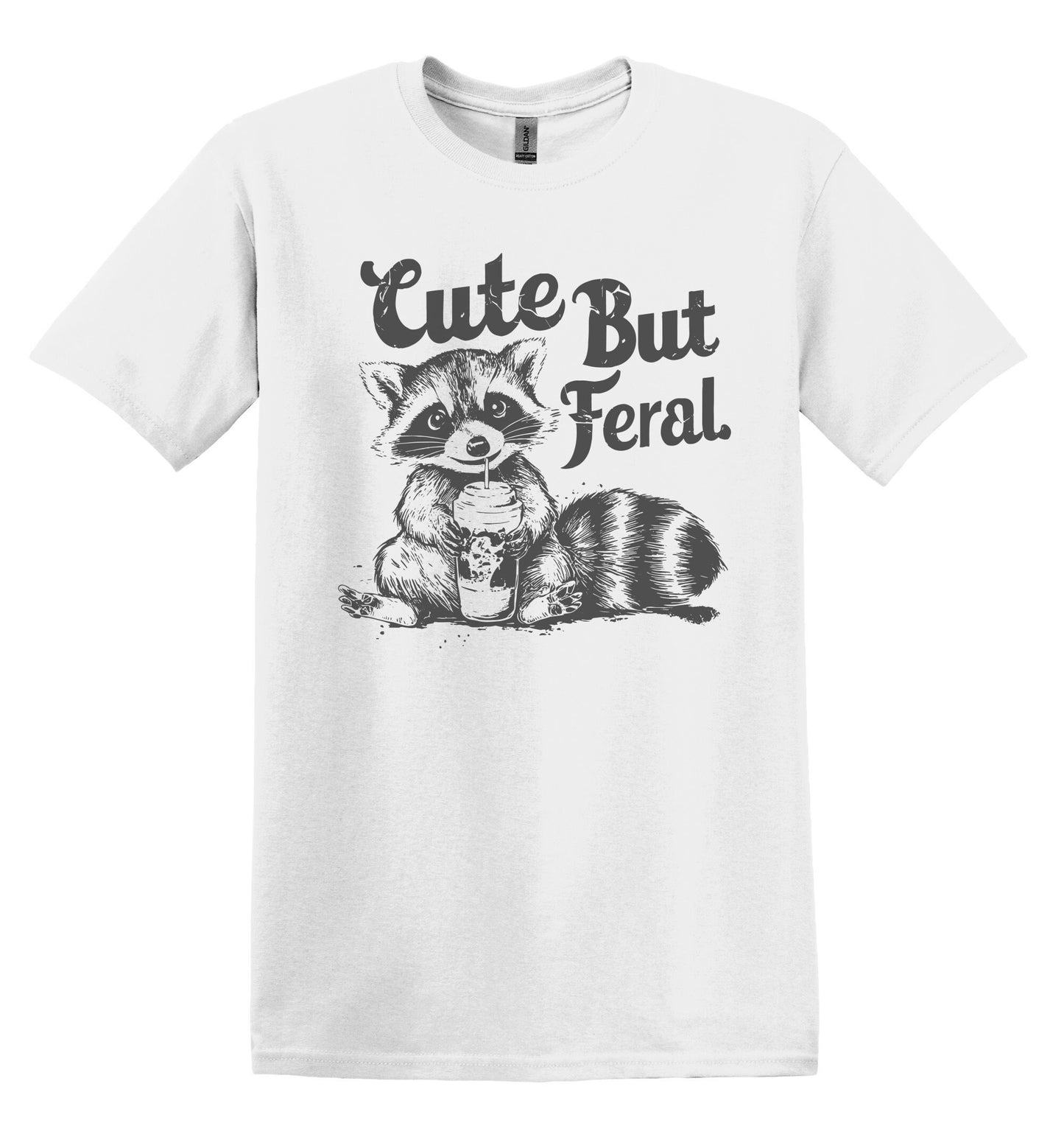 Cute But Feral Grey Raccoon Shirt Graphic Shirt Retro Adult Shirt Vintage T-Shirt Cotton Tee Meme Shirt Trendy T-Shirt Funny Gift