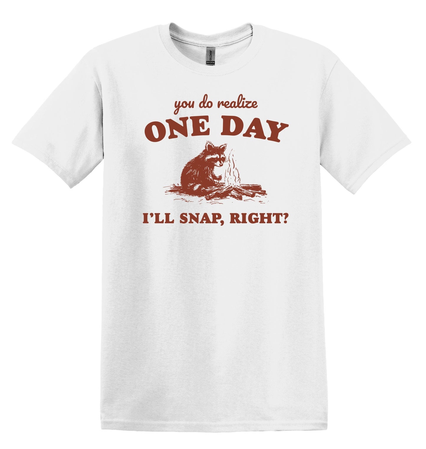 You Do Realize One Day I'll Snap, Right? Shirt Raccoon Shirt Graphic Shirt Funny Shirt Vintage Funny TShirt Nostalgia Shirt Minimalist Shirt