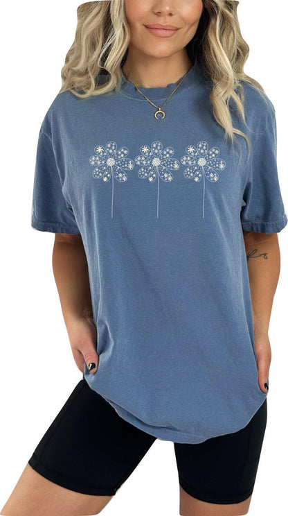 Hand-Drawn Daisy Doodles T-Shirt - Floral Graphic Tee