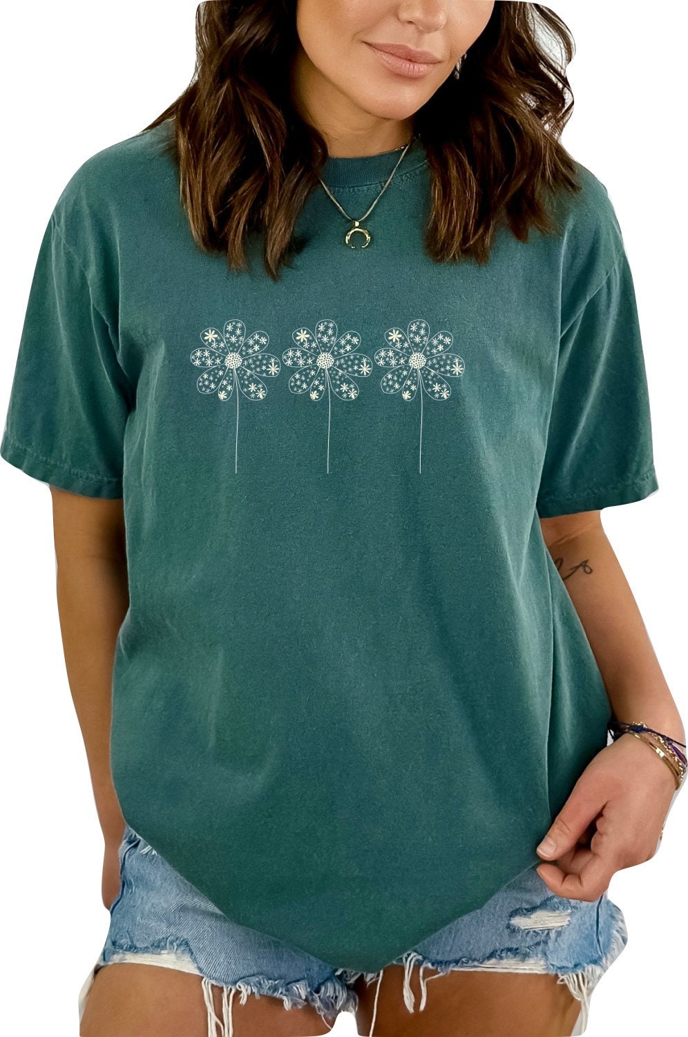 Hand-Drawn Daisy Doodles T-Shirt - Floral Graphic Tee