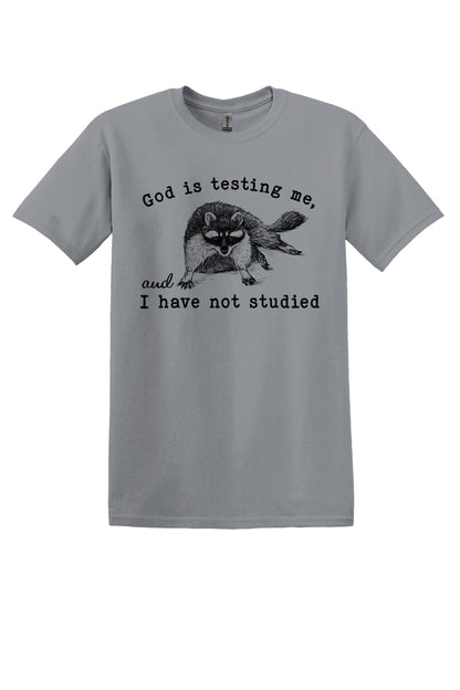 T-shirt Graphic Shirt Funny Adult TShirt Vintage Funny TShirt Nostalgia T-Shirt Relaxed Cotton Tee God is Testing Me and I Have Not Studied