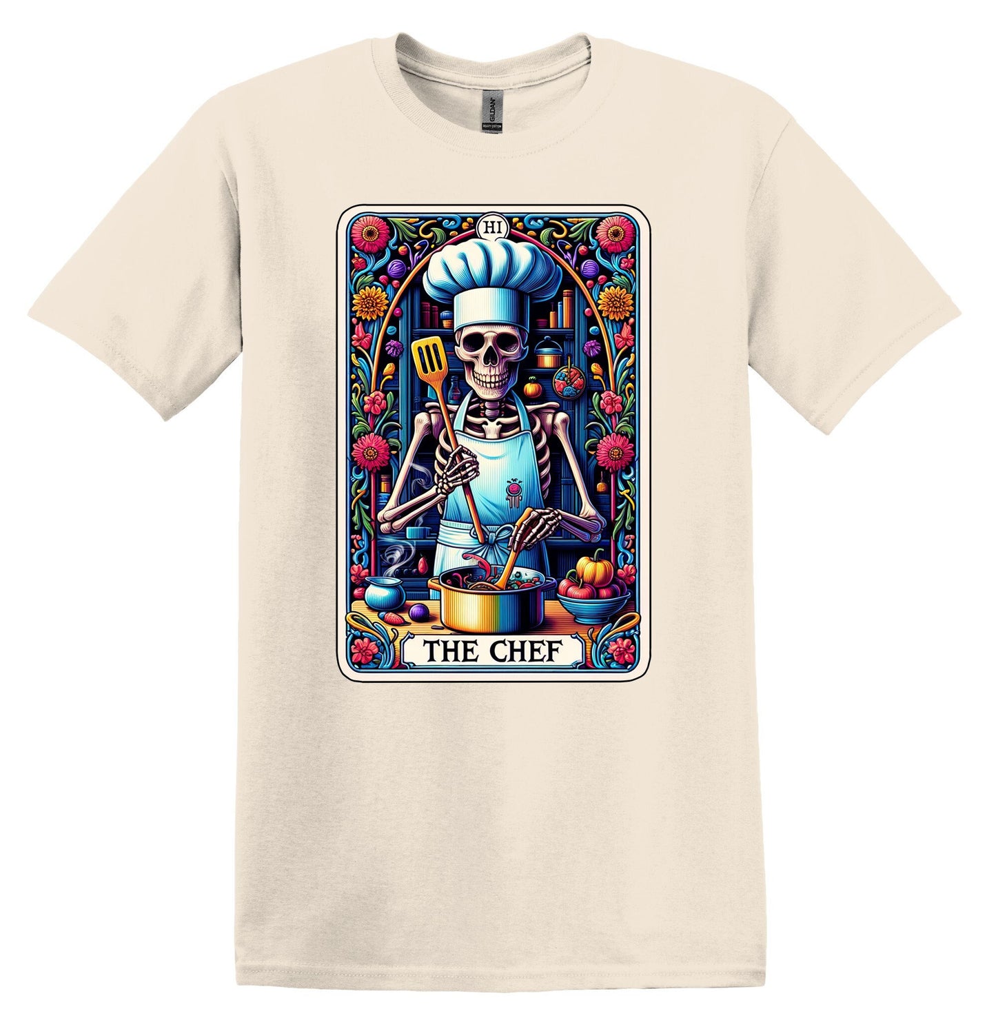 The Chef Skeleton Shirt Funny Gift Unisex Shirt Gift for Her Retro Tshirt Vintage Graphic Shirt Joke T-Shirt Funny Tarot Card Shirt