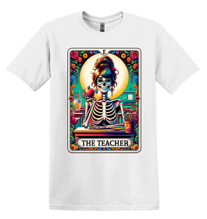 The Teacher Skeleton Shirt Funny Gift Unisex Shirt Gift for Her Retro Tshirt Vintage Graphic Shirt Joke T-Shirt Funny Tarot Card Shirt