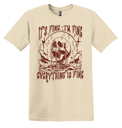 It's Fine I'm Fine Everything is Fine T-shirt Graphic Shirt Funny Adult TShirt Vintage Funny TShirt Nostalgia T-Shirt Relaxed Cotton T-Shirt