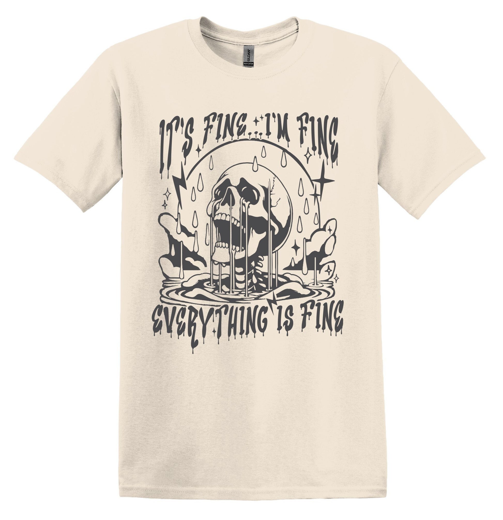 It's Fine I'm Fine Everything is Fine T-shirt Graphic Shirt Funny Adult TShirt Vintage Funny TShirt Nostalgia T-Shirt Relaxed Cotton T-Shirt