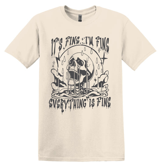 It's Fine I'm Fine Everything is Fine T-shirt Graphic Shirt Funny Adult TShirt Vintage Funny TShirt Nostalgia T-Shirt Relaxed Cotton T-Shirt