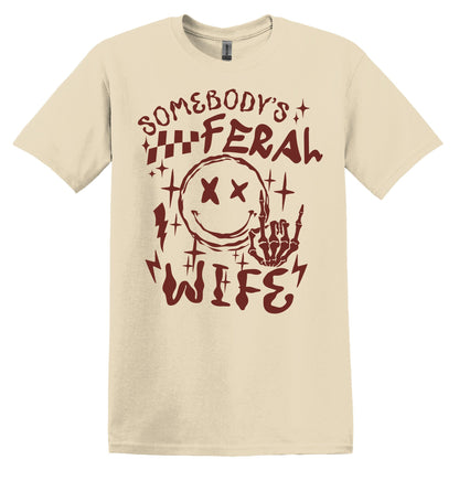 Somebody's Feral Wife Shirt Funny Adult TShirt Graphic Shirt Funny Adult TShirt Vintage Funny TShirt Nostalgia T-Shirt Relaxed Cotton Shirt