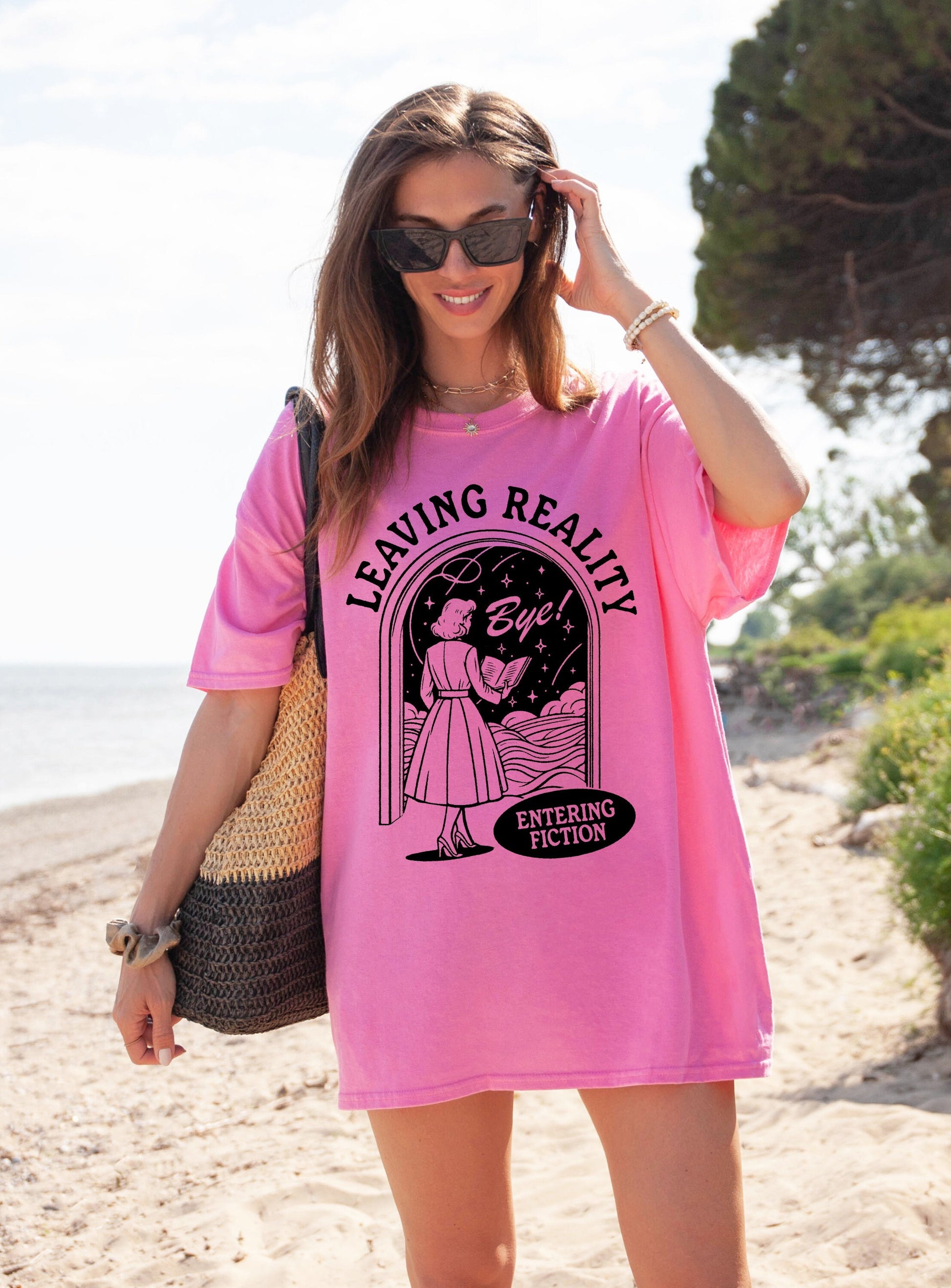 Leaving Reality Entering Fiction Bye Shirt Book shirt Book Lover TShirt women Reading Shirts Book Club Shirt book shirt Book gift