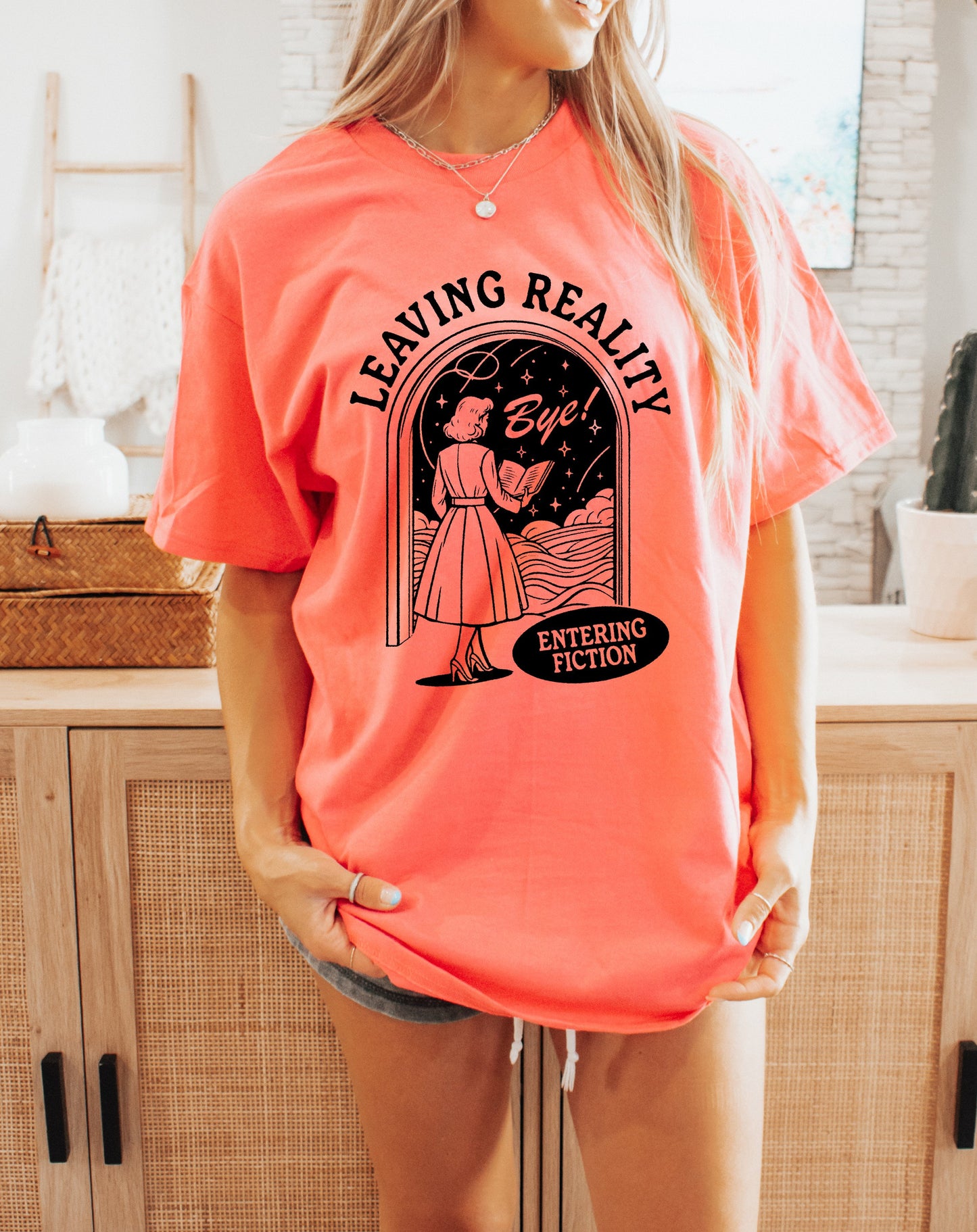 Leaving Reality Entering Fiction Bye Shirt Book shirt Book Lover TShirt women Reading Shirts Book Club Shirt book shirt Book gift