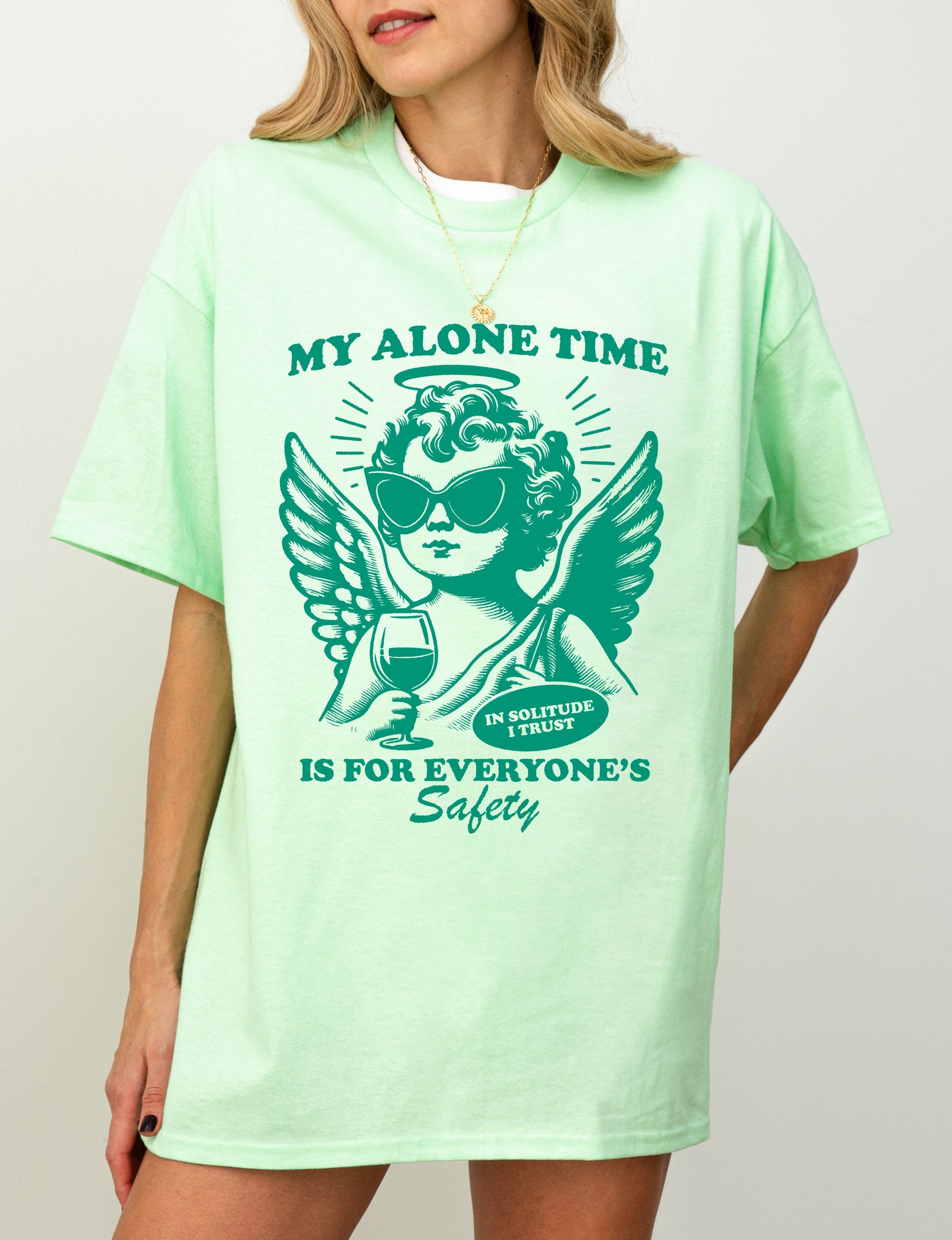 My Alone Time is for Everyone's Saftey T-shirt Graphic Shirt Funny Adult TShirt Vintage Funny TShirt Nostalgia T-Shirt Relaxed Cotton Tee