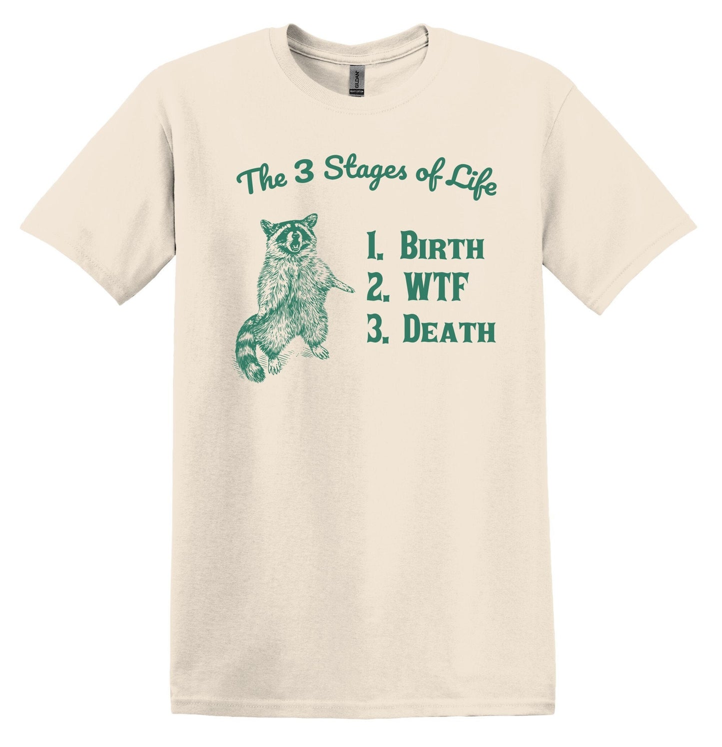 The 3 Stages of Life Raccoon Shirt Graphic Shirt Funny Vintage Adult Funny Shirt Nostalgia Shirt Cotton Shirt Minimalist Shirt