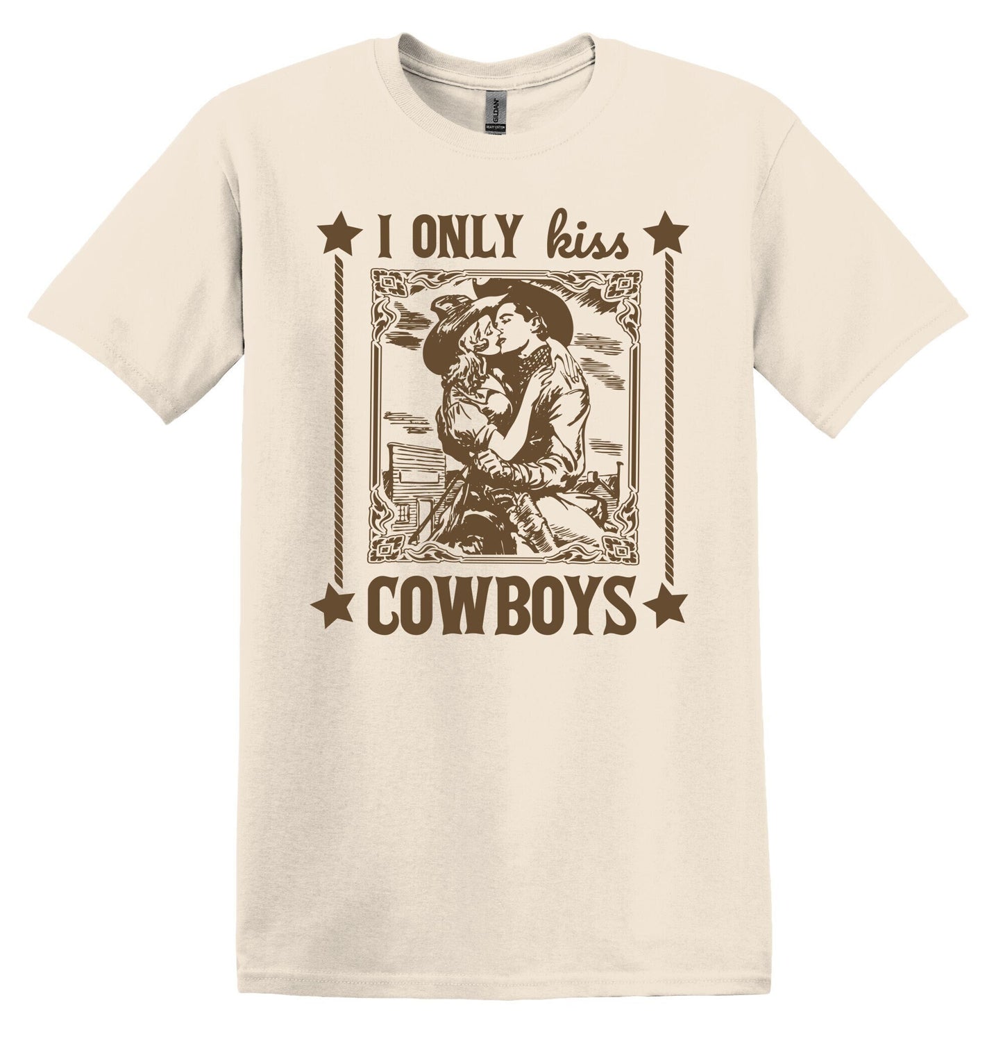 I Only Kiss Cowboys Shirt Graphic Shirt Funny Shirt Vintage Funny TShirt Nostalgia Shirt Relaxed Shirt Minimalist Gag Shirt